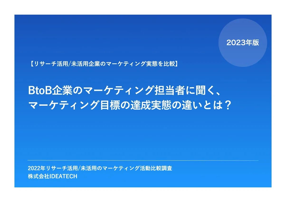 調査｜〈2022年リサーチ活用/未活用のマーケティング活動比較調査〉マーケティングリサーチ・実態調査