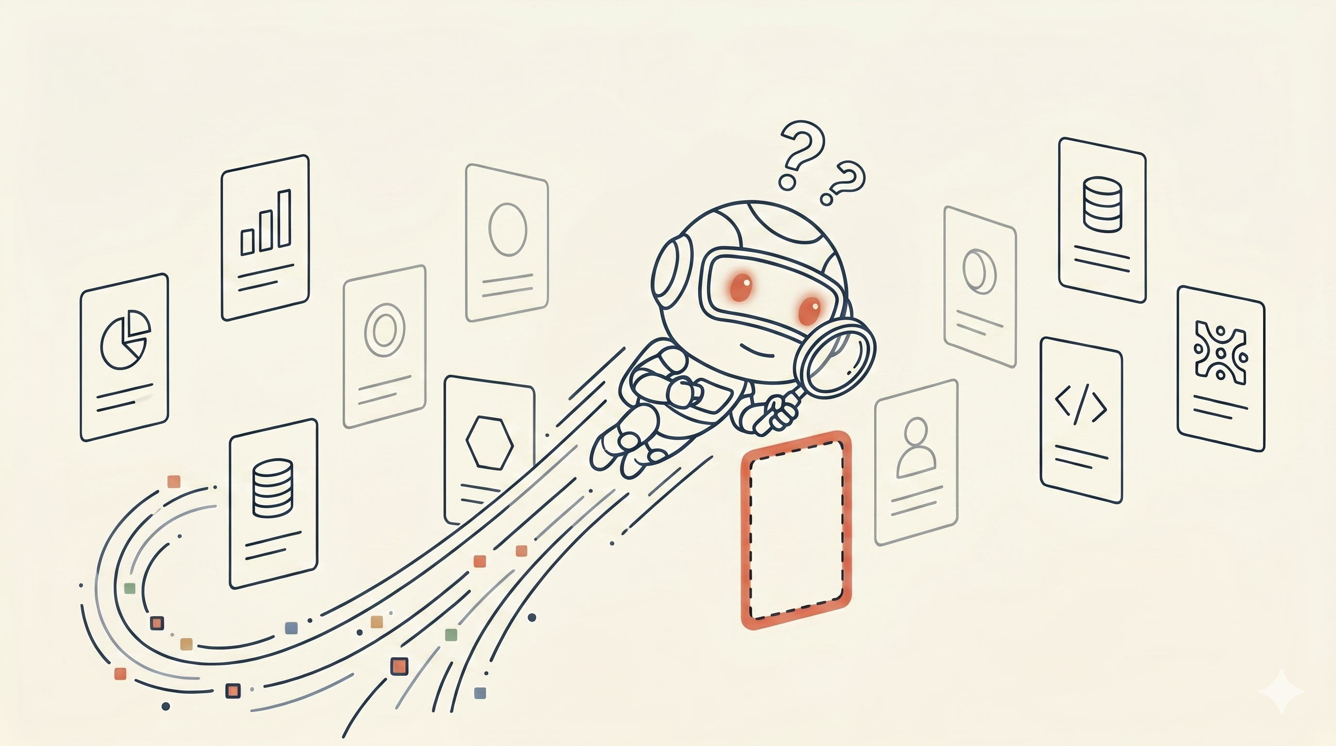 AIロボットが企業を探しているが、空欄になっている様子
